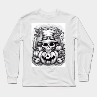 scary witch on white background Long Sleeve T-Shirt